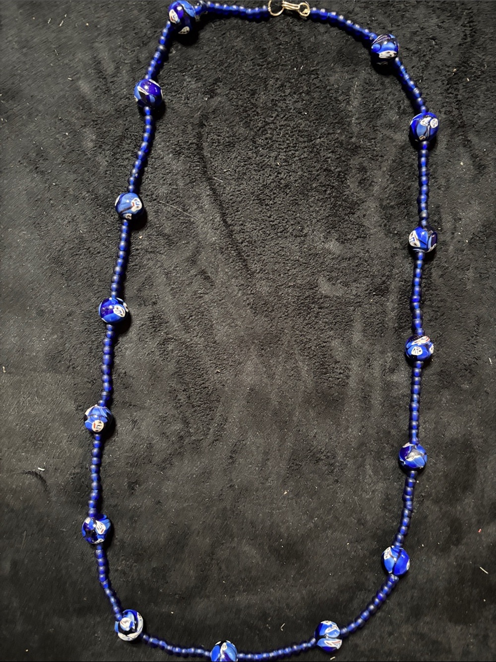 Vintage Chinese Blue Glass Bead Necklace - Elegant Women’s Jewelry